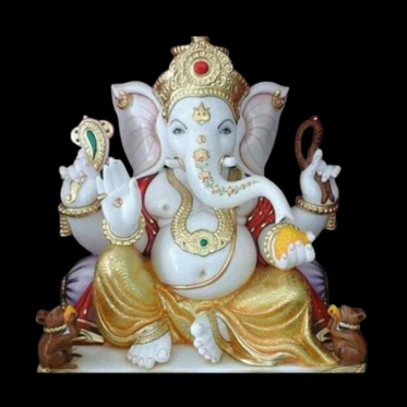 handcrafted Lord Ganesha white marble statue made from Vietnam marble 