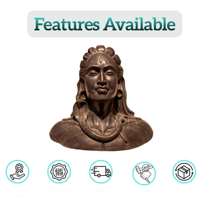 Front view of Lord Shiva marble statue for home temple worship