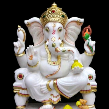 Luxury White Marble Vighnaharta Ganesh Handcrafted by Salvik India
