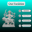 Side angle view of Maa Durga marble statue handcrafted from premium marble