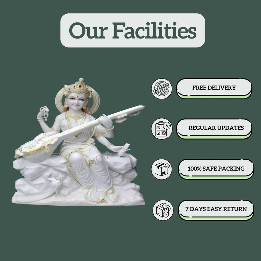 Maa Saraswati Marble Murti - Salvik | Marble Murti Manufacturers in India