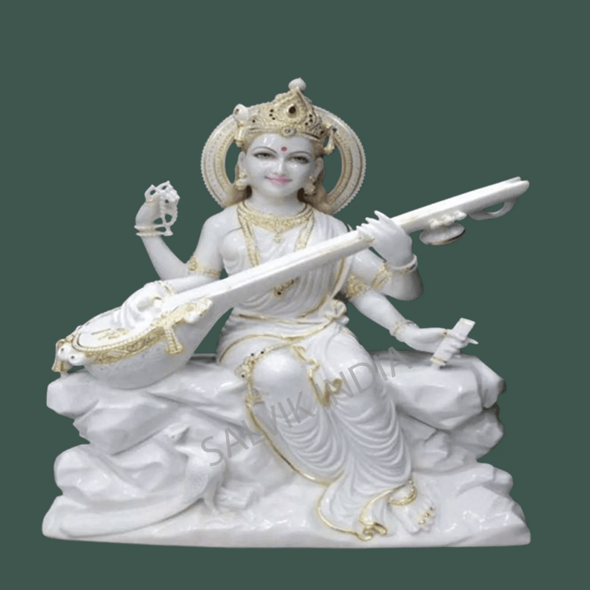 Maa Saraswati Marble Murti - Salvik | Marble Murti Manufacturers in India