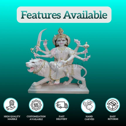 Premium Maa Sherawali marble murti hand-carved