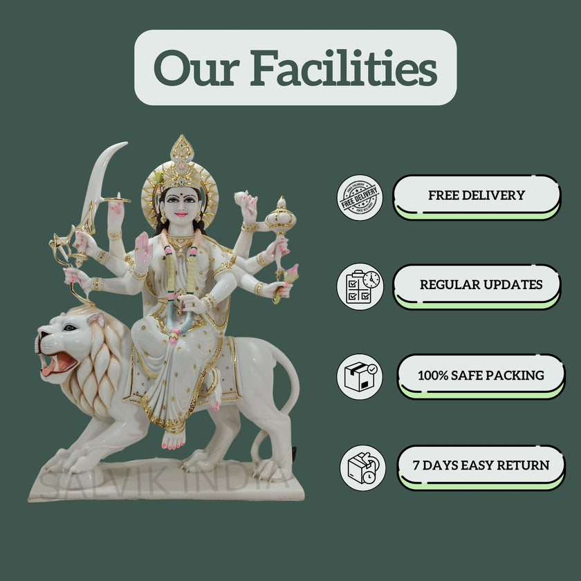 Maa Sherawali Marble Statue by Salvik India