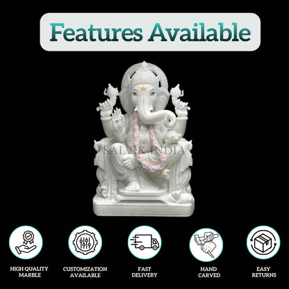 Makrana marble Ganesh statue with fine