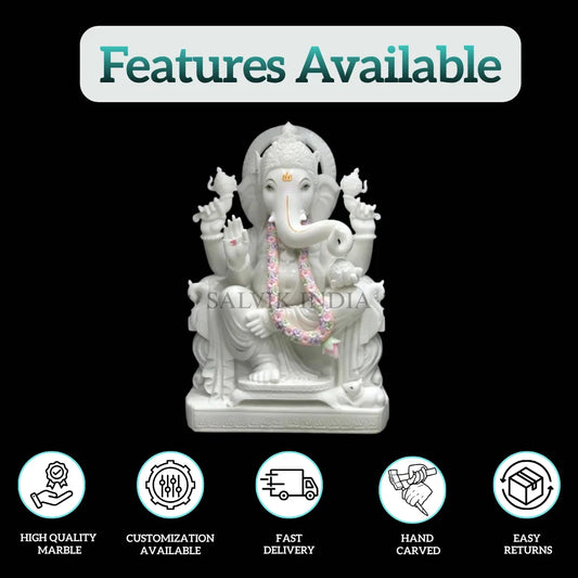 Makrana marble Ganesh statue with fine
