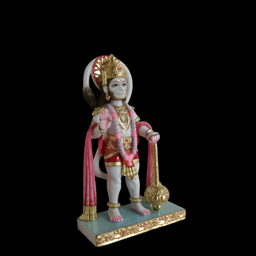 Makrana marble Hanuman idol standing – left angle view