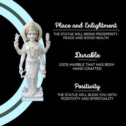 Intricate hand-carved details of a Makrana marble Laxmi Murti