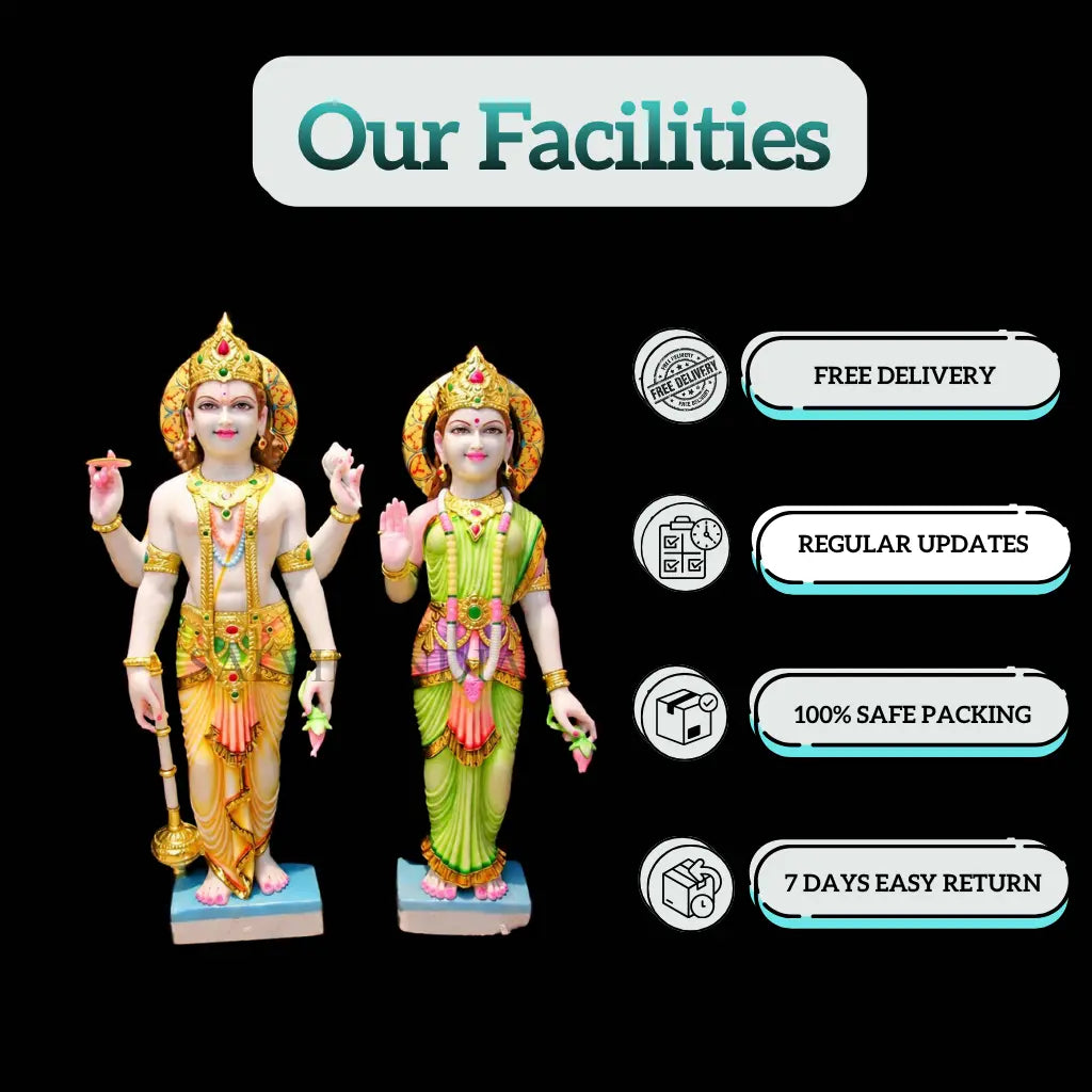 Makrana marble Laxmi Narayan idol handcrafted by skilled artisans