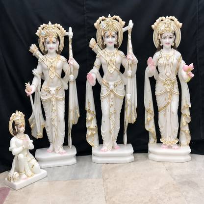 Makrana marble Ram Darbar sculpture 2 feet handcrafted idol set
