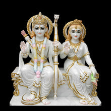 handcrafted makrana marble ram sita idol for home temple marble murti