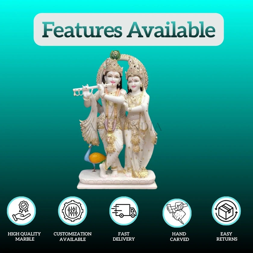 Handcrafted Makrana Radha Krishna Murti