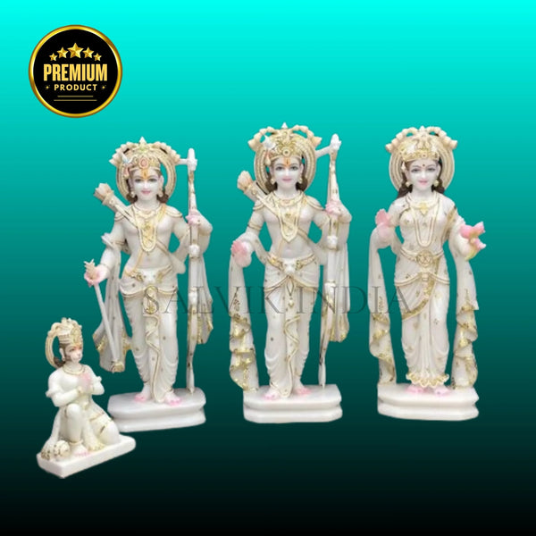 Makrana marble Ram Darbar sculpture 2 feet handcrafted idol set