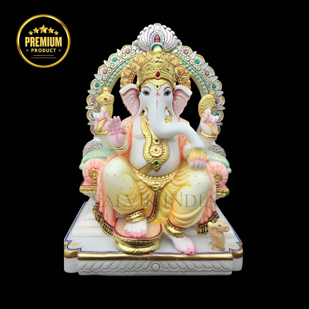 handcrafted White Marble Ganesh Moorti for home temple