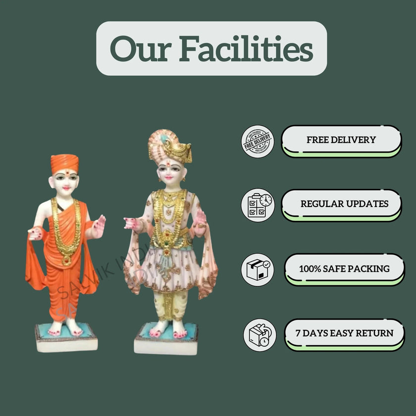 Marble Akshar Purushottam Statue – Handcrafted Divine Idol - Salvik | Marble Murti Manufacturers in India