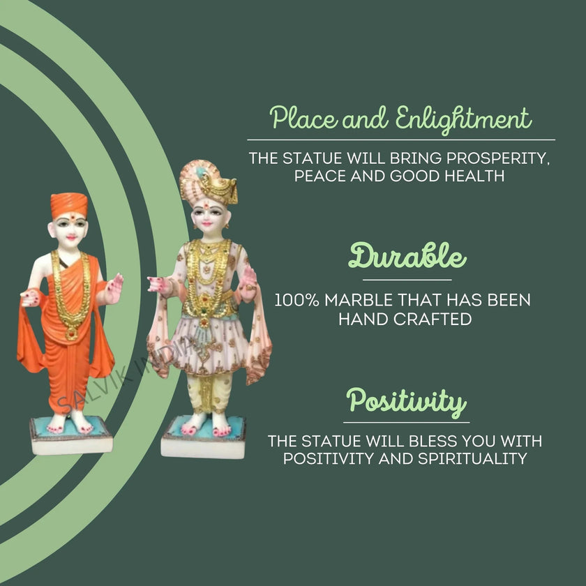 Marble Akshar Purushottam Statue – Handcrafted Divine Idol - Salvik | Marble Murti Manufacturers in India