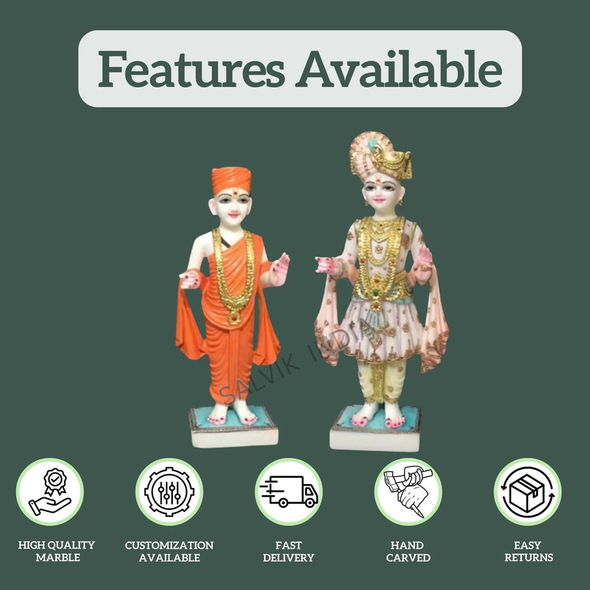 Marble Akshar Purushottam Statue – Handcrafted Divine Idol - Salvik | Marble Murti Manufacturers in India