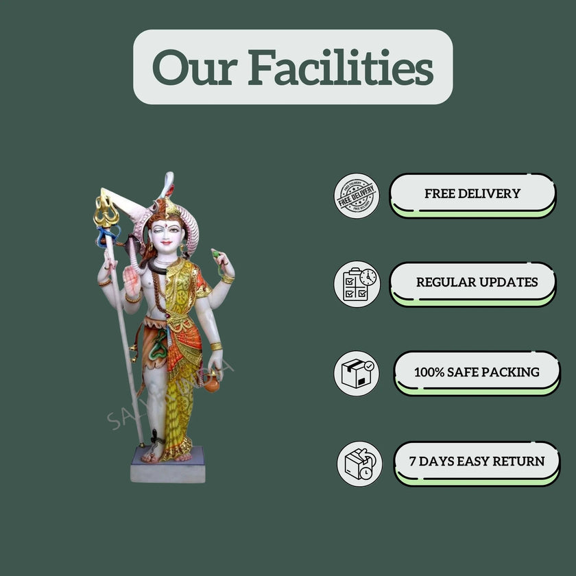 Marble Ardhnarishwar Statue - Salvik | Marble Murti Manufacturers in India