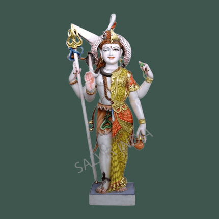 Marble Ardhnarishwar Statue - Salvik | Marble Murti Manufacturers in India