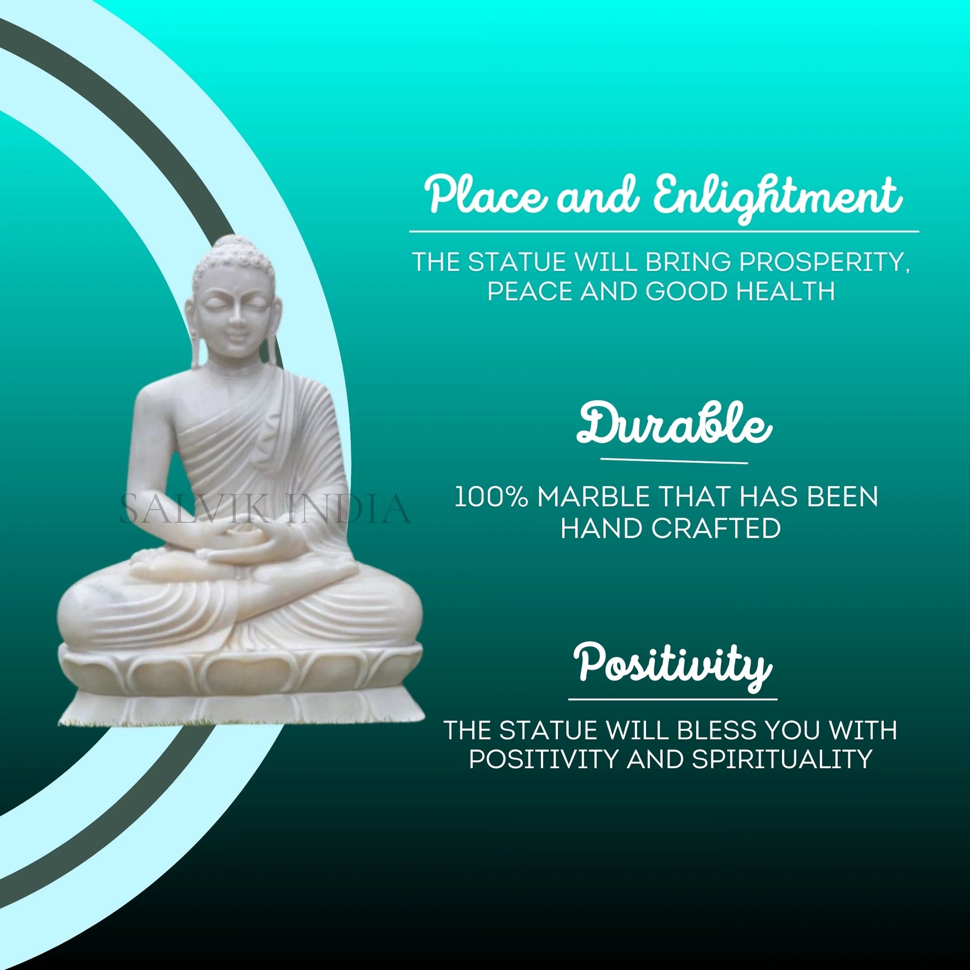 Handcrafted detailing on big size marble Buddha statue