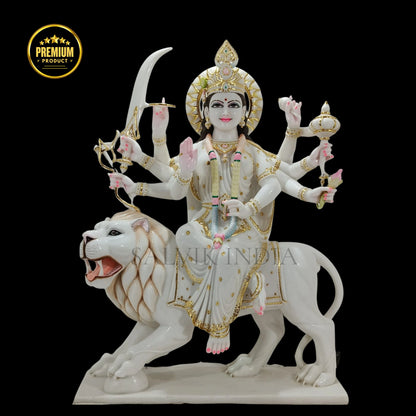Marble Durga Maa idol for home mandir in traditional design handcrafted statue