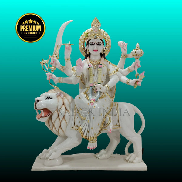 Marble Durga Maa idol for home mandir in traditional design handcrafted statue