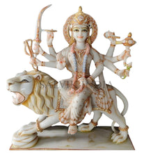 Marble Durga Mata Statue with Traditional Handcrafted Detailing