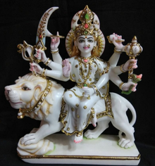 Handcrafted marble Durga murti for home temple in white marble