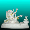 White Marble Ganesh Ji Murti Playing Veena with Mouse – Handcrafted Statue