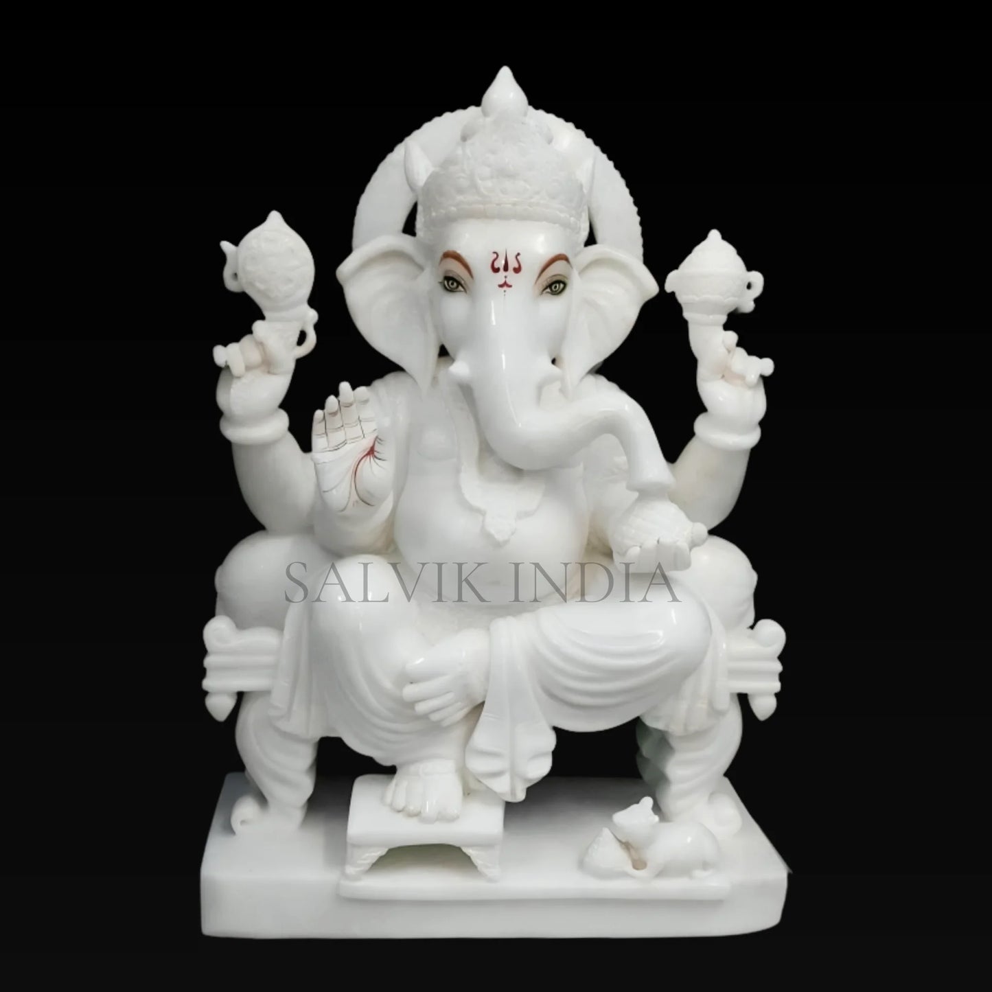 Handmade White Marble Ganesh Idol for Home Temple – Salvik India