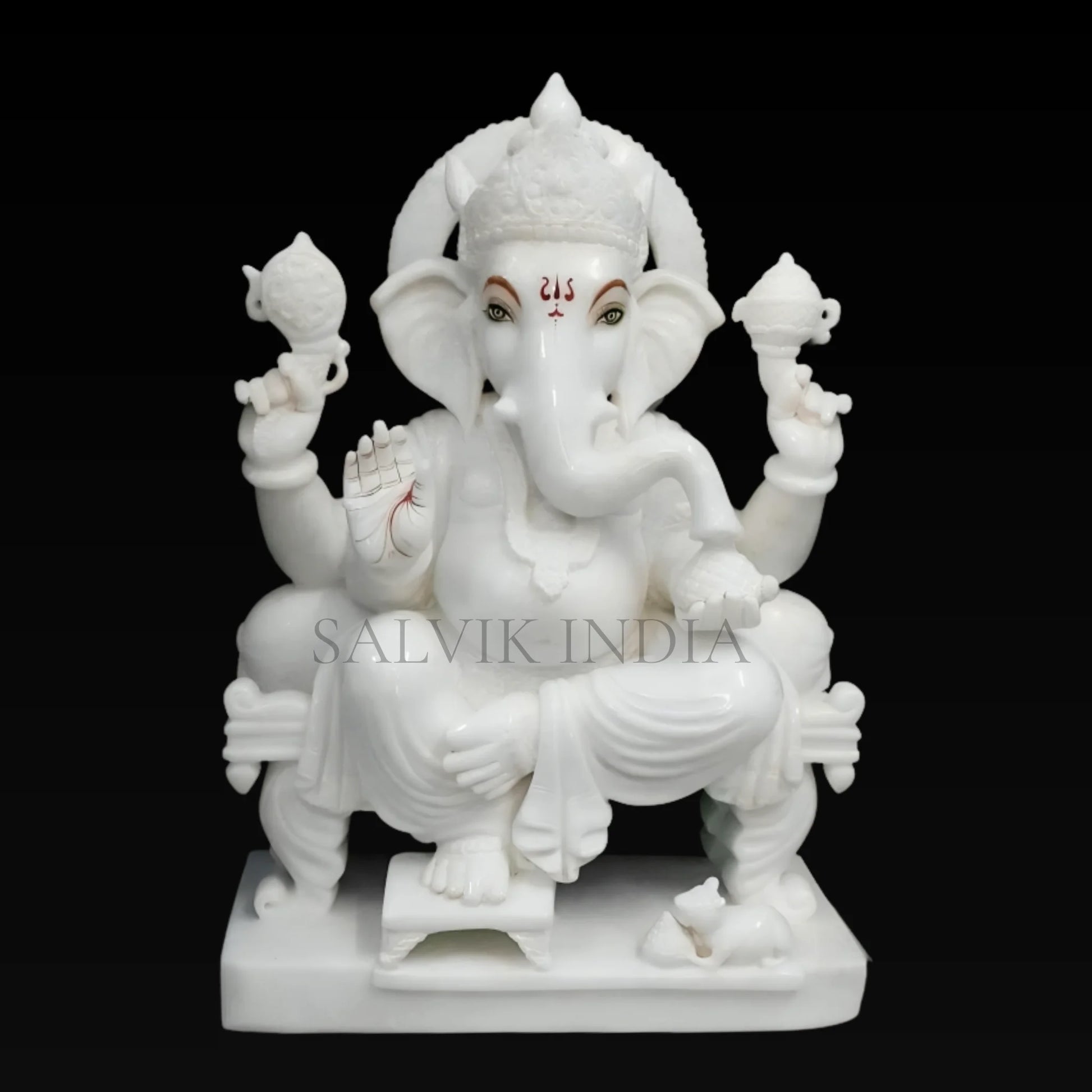 Handmade White Marble Ganesh Idol for Home Temple – Salvik India