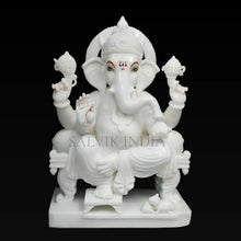 Handmade White Marble Ganesh Idol for Home Temple – Salvik India
