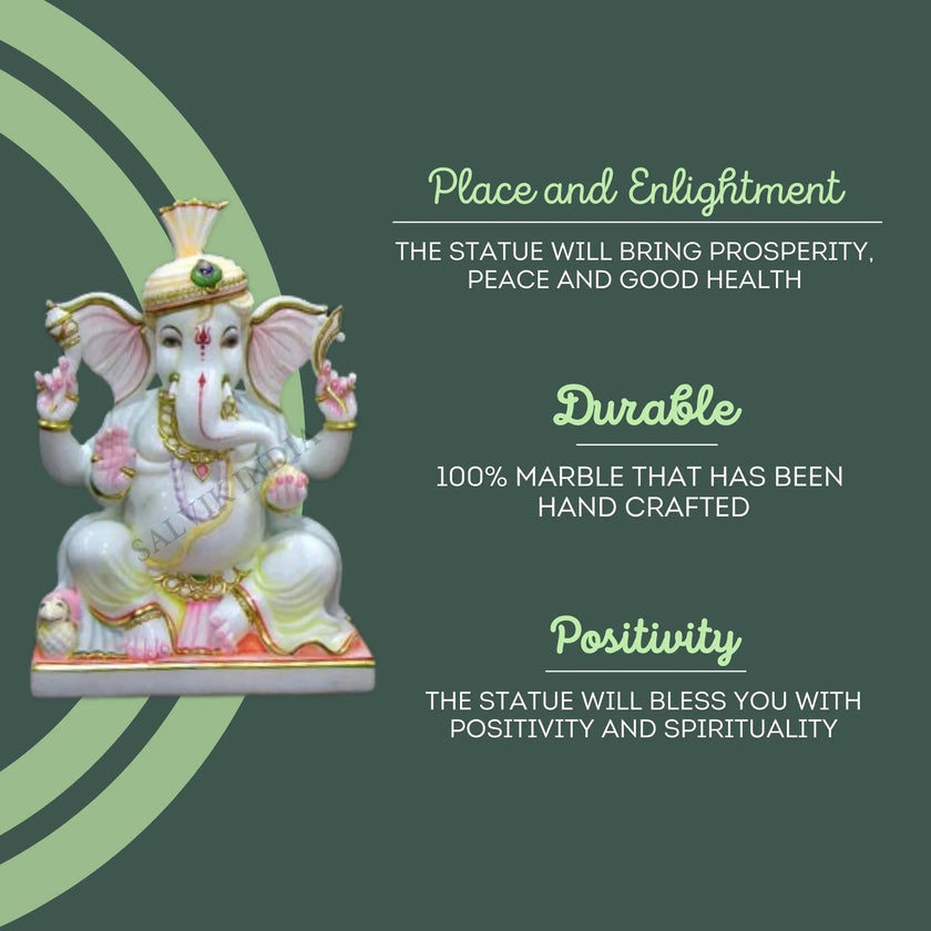 Colorful Marble Ganpati Murti – Symbol of Positivity, Prosperity and Durability