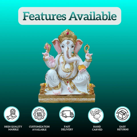 Marble Ganesh Murti 2 Feet with premium marble, hand carving, fast delivery, and customization features