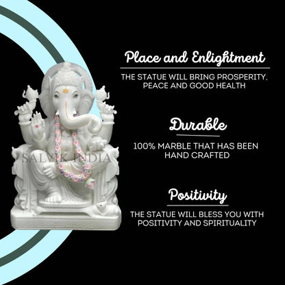 Marble Ganesh statue for home temple and gifting
