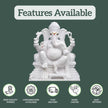 2 Feet White Marble Ganesha Idol with Hand Carving, Customization, Fast Delivery