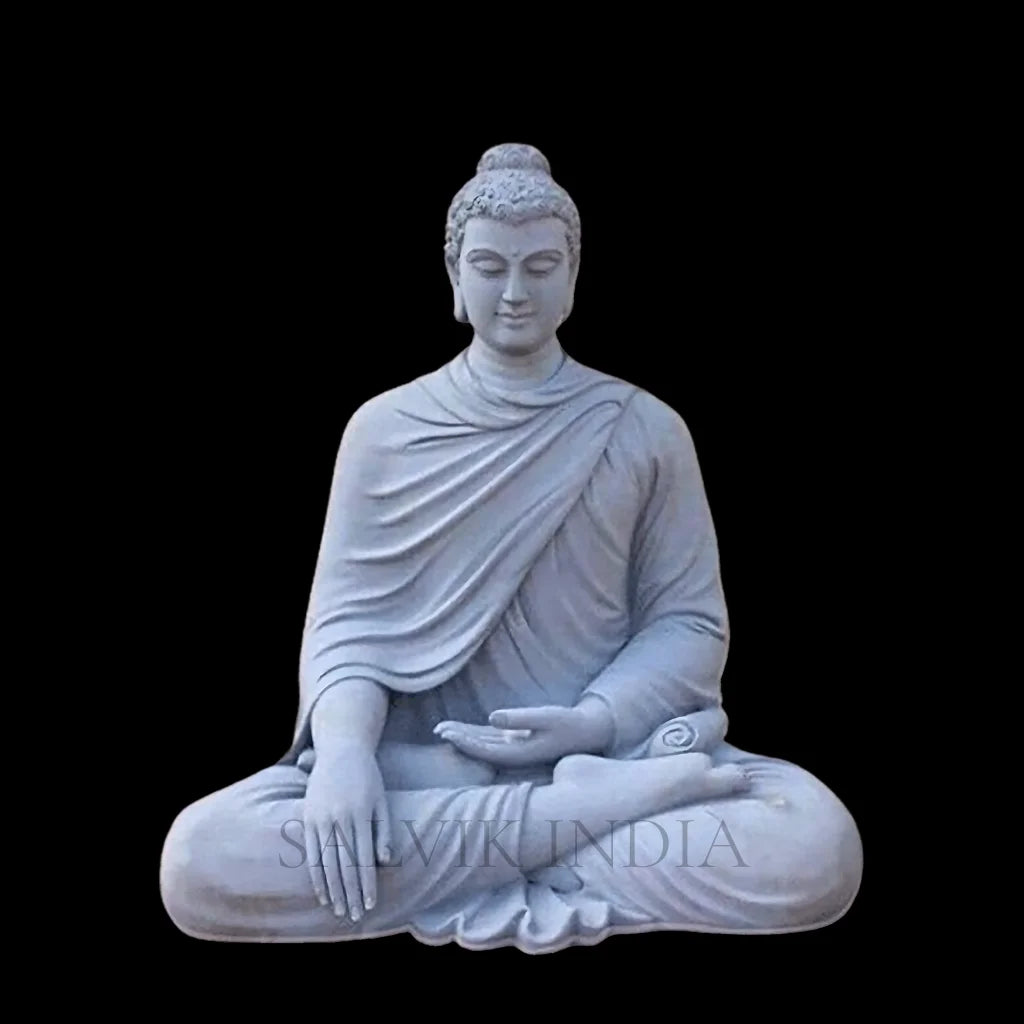 Marble Gautam Buddha idol for home temple handcrafted from premium white marble
