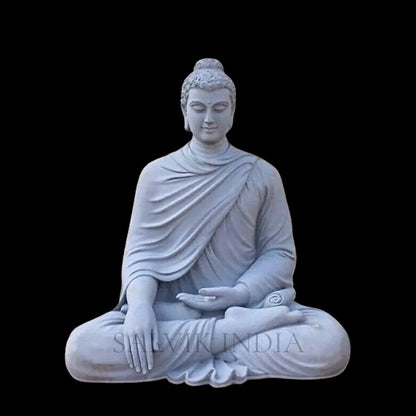 Marble Gautam Buddha idol for home temple handcrafted from premium white marble