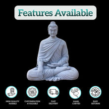 Front view of marble Gautam Buddha idol for home temple worship