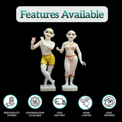 Marble Iskcon Radha Krishna Statue (12 - 30 Inch) - Salvik | Marble Murti Manufacturers in India