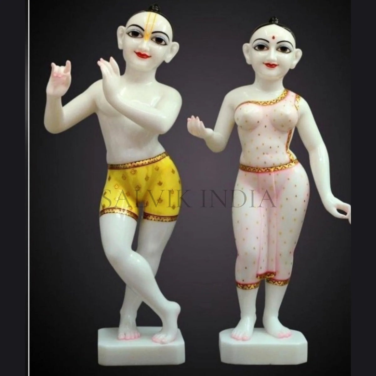 Marble ISKCON Radha Krishna Statue Handcrafted in White Marble