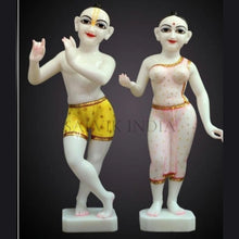 Marble ISKCON Radha Krishna Statue Handcrafted in White Marble