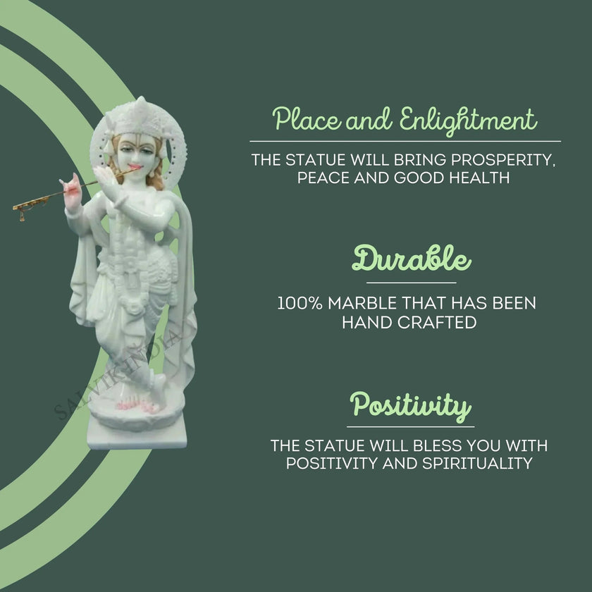 Marble Krishna Idol (12 Inch to 36 Inch) - Salvik | Marble Murti Manufacturers in India