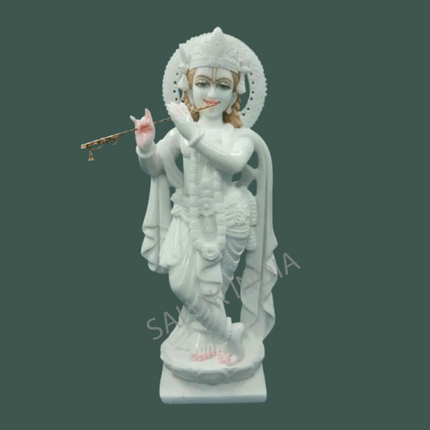 Marble Krishna Idol (12 Inch to 36 Inch) - Salvik | Marble Murti Manufacturers in India