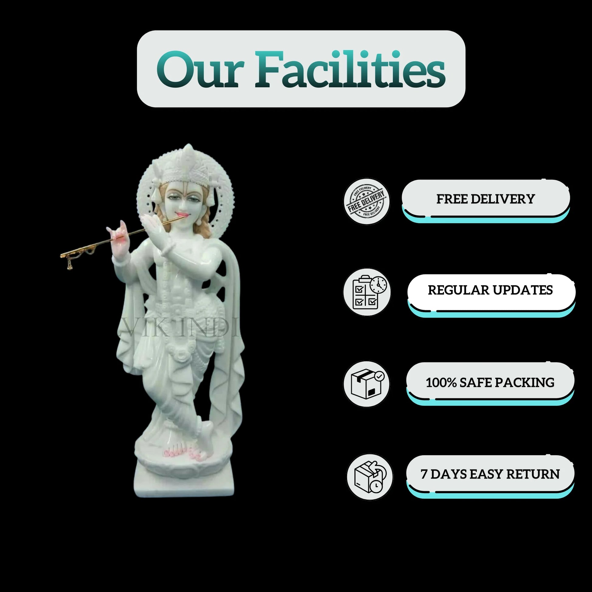 Marble Krishna Idol (12 Inch to 36 Inch) - Salvik | Marble Murti Manufacturers in India