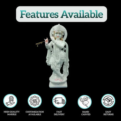 Marble Krishna Idol handcrafted by skilled Jaipur artisans
