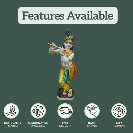 Marble Krishna Murti (12 - 30 Inch) - Salvik | Marble Murti Manufacturers in India