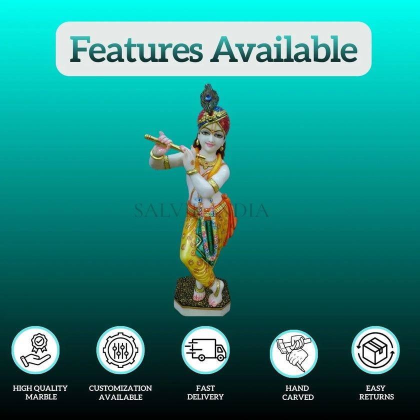 Marble Krishna Murti (12 - 30 Inch) - Salvik | Marble Murti Manufacturers in India