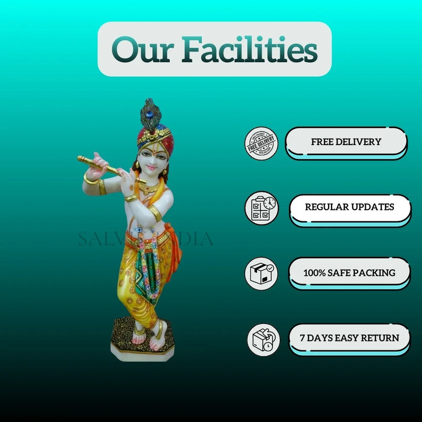 Marble Krishna Murti (12 - 30 Inch) - Salvik | Marble Murti Manufacturers in India