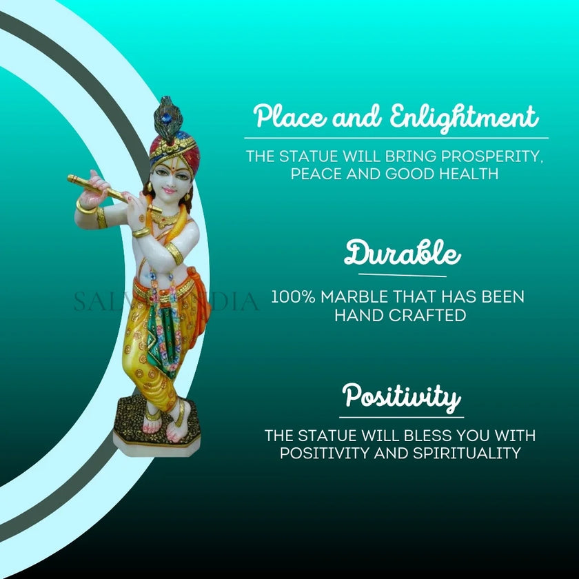 Marble Krishna Murti (12 - 30 Inch) - Salvik | Marble Murti Manufacturers in India